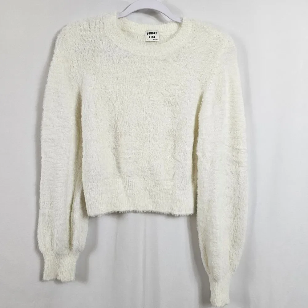 Aritzia Sunday Best Kitten Sweater in White - Size M